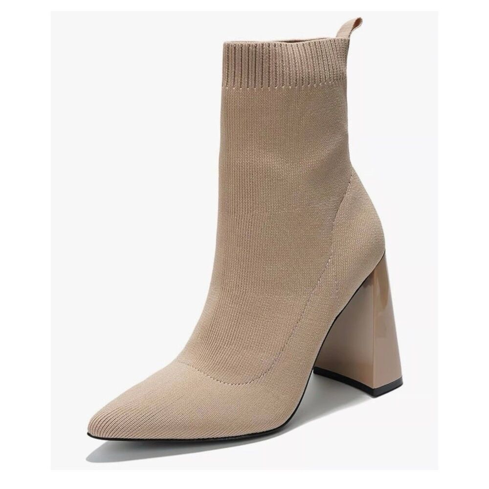 NEW Cape Robbin Faina Tan Sock Bootie Women’s Size 11 Heels Pointy Toe Boots